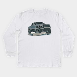 Lifted 4x4 Ford pickup Kids Long Sleeve T-Shirt